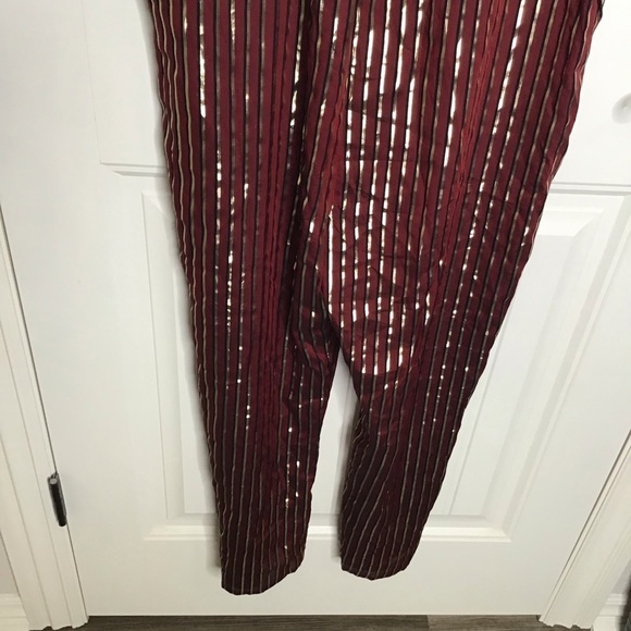 Show Me Your Mumu Yvonne Jumpsuit Maroon and Gold Stripe Size Large. - Picture 5 of 14